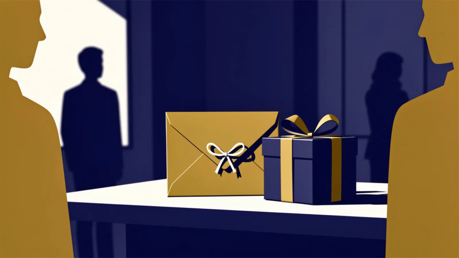 Versiegelter Umschlag mit Schleife neben einem Geschenkpaket – Testament und frühere Schenkung im Blick