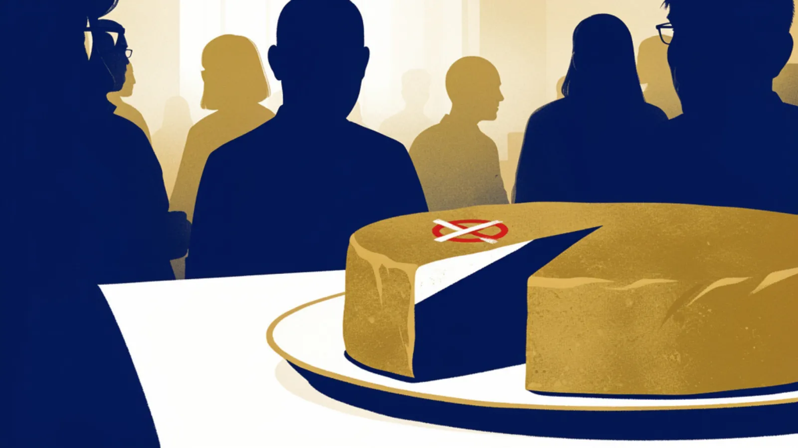 Runder Kuchen mit vollständig herausgetrenntem Stück – Sinnbild für die Pflichtteilsentziehung im Testament
